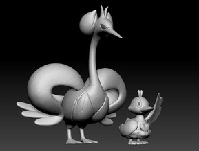 pokemon ducklett swanna toy figure art game pokemongo nintendo pokemonzukan games toys sculpture evolution 3d print model - Mito3D