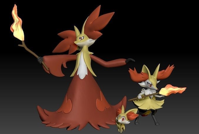 pokémon fennelet braixen delphox jouet figure art jeu pokemongo nintendo pokemonzukan jeux jouets sculpture évolution 3D print model - Mito3D