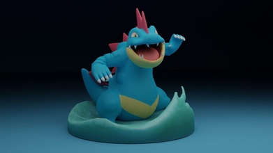 Pokémon féligator jouet sculpture jeu vidéo Jeux jouets 3d print model - Mito3D