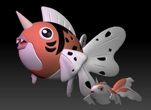 Pokémon goldeen recherche jouet figure art Jeu Pokemongo nintendo Pokemonzukan Jeux jouets sculpture évolution 3d print model - Mito3D