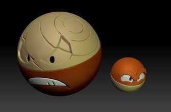 pokemon hisuianvoltorb hisuianelectrodo Hisuian voltorb electrodo juguete figura Arte juego pokemongo nintendo pokemonzukan juegos juguetes escultura evolución 3d print model - Mito3D