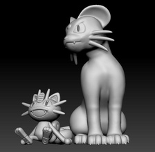 pokemon miagolio persiano giocattolo figura arte gioco pokemongo nintendo pokemonzukan giochi giocattoli scultura evoluzione 3d print model - Mito3D