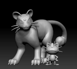 pokemon meowth persian toy figure art game pokemongo nintendo pokemonzukan games toys sculpture evolution 3d print model - Mito3D