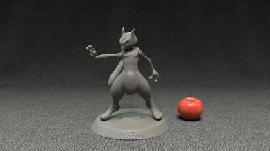 pokemon mewtwo 3d print model art character miniature printable sculpture statue figurines mew monster game toy pocket cat figure creature 3dprint sculptures games toys 3d print model - Mito3D