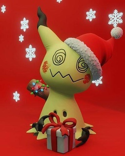 pokemon mimikyu christmas ash toy pikachu printable anime eevee santa santaclaus popular holiday family love christmasjoy jesus catch video game art sculptures 3d print model - Mito3D