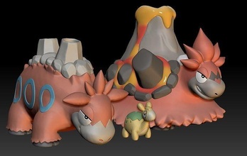 Pokémon camerupt mega evolução brinquedo figura arte jogos Pokemongo Nintendo Pokemonzukan brinquedos escultura vídeo 3d print model - Mito3D