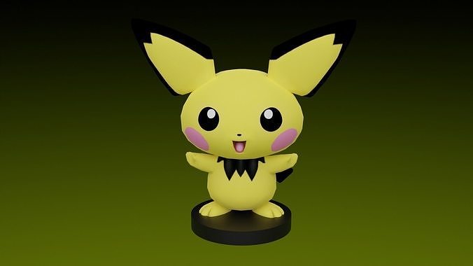 pokemon pichu anime nintendo popüler video oyun karakter oyunlar oyuncaklar 3D print model - Mito3D