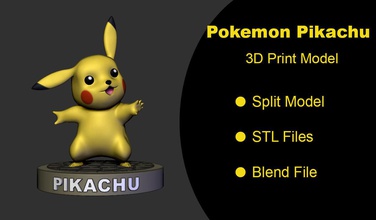 Pokémon Pikachu 3d impressão modelo 3dprint 3dprintmodel miniaturas Nintendo arte esculturas 3d print model - Mito3D