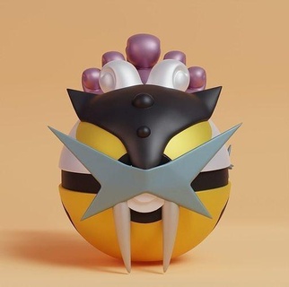 Pokémon Raikou pokeball Pikachu gyarados jouet art collectionner impression fanart ventilateur imprimable anime manga suicune entei chiens Jeux jouets 3d print model - Mito3D
