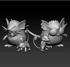 pokémon rattata raticate alolan bilden inbegriffen spielzeug zahl kunst spiel pokemongo nintendo pokemonzukan spiele spielzeuge skulptur evolution alolanform 3d print model - Mito3D