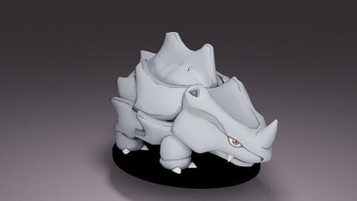 pokemon rhyhorn sculpture figure toy character videogame games toys 3d print model - Mito3D