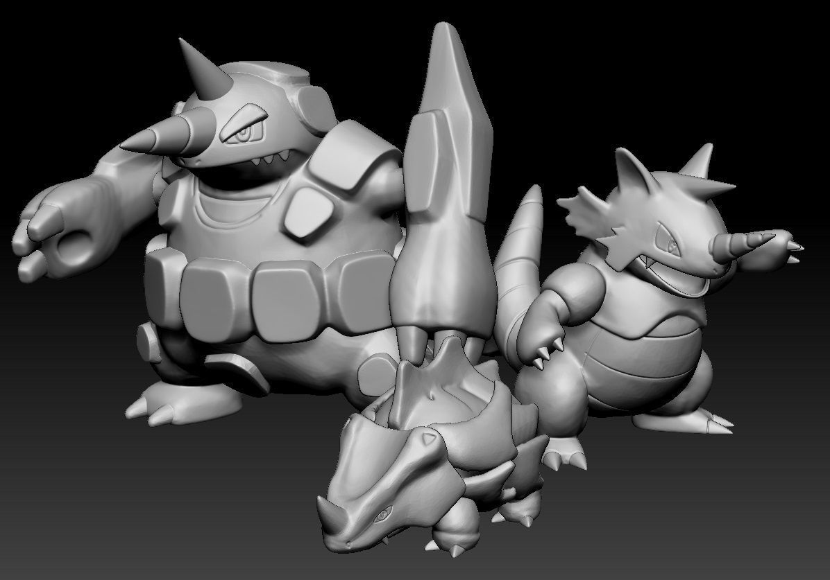 pokemon rhyhorn ford gergedan oyuncak şekil sanat oyun pokemongo nintendo pokemonzukan oyunlar oyuncaklar heykel evrim 3D print model - Mito3D