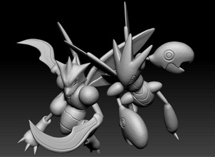 pokemon scyther scizor juguete figura arte juego pokemongo nintendo pokemonzukan juegos juguetes escultura evolución 3d print model - Mito3D