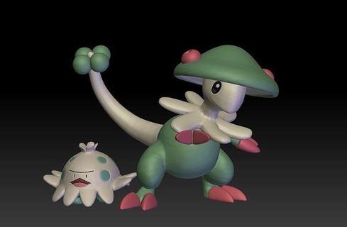 Pokémon cogumelo breloom brinquedo figura arte jogos Pokemongo Nintendo Pokemonzukan brinquedos escultura evolução 3d print model - Mito3D