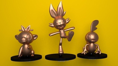 pokemon inicio sollozar scorbunny grooke nintendo pokebola proteger espada pasatiempo bricolaje diy miniaturas figuritas 3d print model - Mito3D