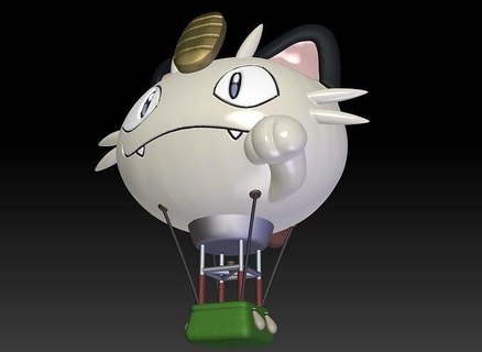 Pokémon equipe foguete balão meowth brinquedo figura arte jogos Pokemongo Nintendo Pokemonzukan brinquedos escultura evolução 3d print model - Mito3D