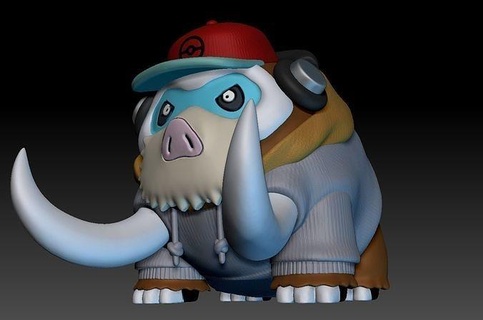 Pokémon unir mamoswine hiphop estilo brinquedo figura arte jogos Pokemongo Nintendo Pokemonzukan brinquedos escultura evolução 3d print model - Mito3D