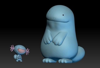 pokémon wooper quagsire spielzeug zahl kunst spiel pokemongo nintendo pokemonzukan spiele spielzeuge skulptur evolution video 3d print model - Mito3D
