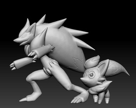 pokemon zorua zoroark toy figure art game pokemongo nintendo pokemonzukan games toys sculpture evolution 3d print model - Mito3D
