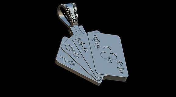 poker card pendant retro isolated business steel paper security achievement danger money gamer game jewerly jewel necklace gold silver jewelry pendants 3d print model - Mito3D