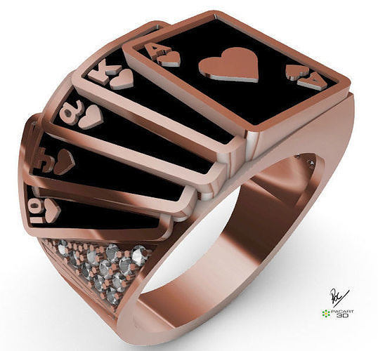 poker card ring brilliance rings mens printable diamond jewellery jewelry jewel gold silver diamonds cards luxury fashion collection bulk casino men brilliant 3D print model - Mito3D