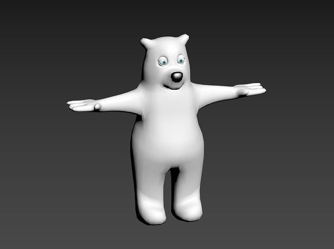 polar bear desenho animado Urso animal mamífero brinquedo ártico pelúcia personagem arte 3D print model - Mito3D