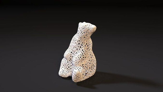 polar bear sculpture animal voronoi printable statue miniature art sculpt wild decor figure teddy wildlife sculptures 3d print model - Mito3D