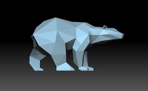 polar bear lowpoly animal poly polygonal grizzly low clubfoot animals art sculptures 3d print model - Mito3D