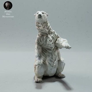 polaire ours asseoir animal Arctique sauvage faune créature réaliste sculpture figurine figure miniature hiver toundra neige blanc art sculptures 3d print model - Mito3D
