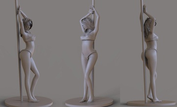 pole dance woman girl beautiful body anatomy sculpture statue art sculptures 3d print model - Mito3D