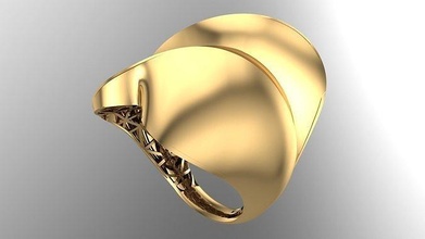 polished fusion ring-r03- ring man earring silver jewelry design diamond fashion gold chic 3dprint printable special grace collection zbrush solid gems head male rings 3d print model - Mito3D
