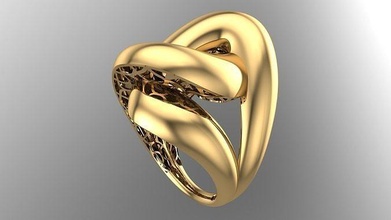 poliert verschmelzung ring r16 ring ohrring silber schmuck design halskette diamant mode gold schick 3dprint druckbar besondere anmut sammlung solide edelsteine kopf männlich ringe 3d print model - Mito3D
