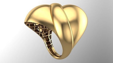 polished fusion ring-r25- ring man earring silver jewelry design necklace diamond fashion gold chic 3dprint printable special grace collection solid gems head male rings 3d print model - Mito3D