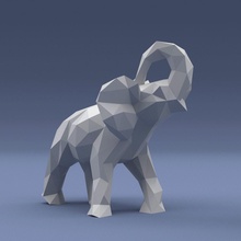 poly - triangulated stylized elephant sculpture art decor 3d print animals sculptures 3d print model - Mito3D