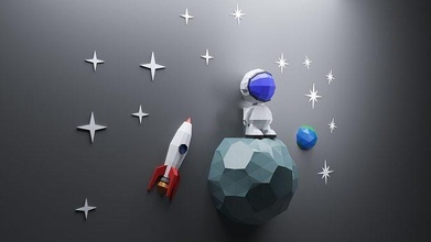 poli astronot model japon kağıt katlama sanatı 3d yazdır düşük işi roket uzay gezegen asteroit pepakura heykel 3dprint sanat iç hobi dekor kendin yap 3d print model - Mito3D
