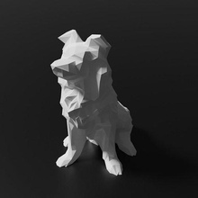 poly rand collie hund 3d printing gestalten abstrakt modern natur statue design kunst deko polygon polygonal origami geometrisch skulptur drucken karikatur skulpturen haus dekor 3d print model - Mito3D