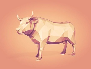 poly bull figurine -- ready 3d printing cow animal cartoon art style statue sculpture flat design print origami sculpt lowpoly polygon polygonal ox sculptures 3d print model - Mito3D