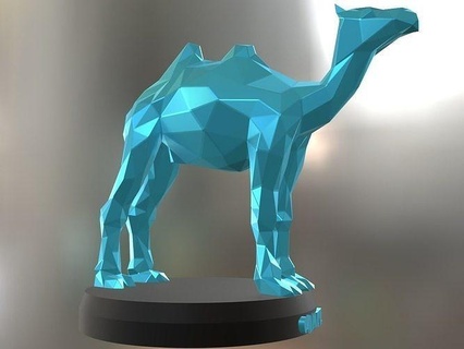 poly camel animal low polygon polygonal lowpoly print printable 3dprint toy statue mammal contemporary geometry sculpture creature nature cube art sculptures 3d print model - Mito3D