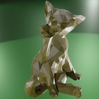 poly cat fox chat animal 3d print art sculptures 3d print model - Mito3D