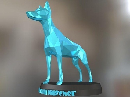poli doberman pinscher cão animal polígono poligonal pobre contemporâneo geometria geométrico fofa cachorrinho impressão imprimível 3dprint arte esculturas 3d print model - Mito3D
