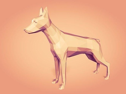poli köpek doberman hayvan karikatür sanat stil heykel çokgen heykelcik öz düşük yazdır geometrik japon kağıt katlama sanatı toplu iğne minyatür pinscher heykeller 3d print model - Mito3D