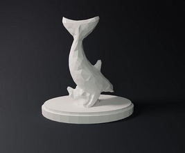 poli delfino statua animale selvaggio agua acqua oceano mar pesce mammifero natura stampa arte sculture 3d print model - Mito3D
