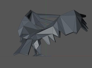 escuela politécnica águila origami papel geométrico forma pájaro alas lowpoly figurilla escultura arte esculturas 3d print model - Mito3D