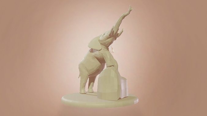 poli elefante modello Stampa pronto statua lowpoly animale 3d figurina scultura stampa mammut poligono geometrico sculture cartone animato 3D print model - Mito3D