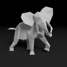 poly Elefant Origami geometrisch Papier Kunst abstrakt Statue gestalten Deko Skulptur Skulpturen 3d print model - Mito3D