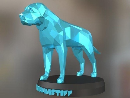 poly english mastiff dog animal low lowpoly polygon polygonal print printable 3dprint conceptual figure toy statue cute contemporary geometry geometric art sculptures 3d print model - Mito3D