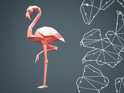 poly flamingo 3d print unwrapped origami art geometric lowpoly deco statue shape paper craft animal sculptures decor bird pink 3dpapercraft 3dprint 3d print model - Mito3D