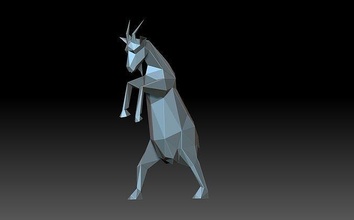 poly goat origami abstract figure statue sculpture art geometric shape lowpoly sculptures 3d print model - Mito3D
