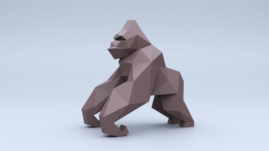 poli goril kral kong model japon kağıt katlama sanatı 3d yazdır düşük işi pepakura 3dprint heykel sanat iç heykeller orman hobi kendin yap 3d print model - Mito3D