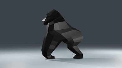 poly gorilla tier dschungel kunst zahl stärke natur wald 3d drucken design elegant stark affe haus dekor 3d print model - Mito3D